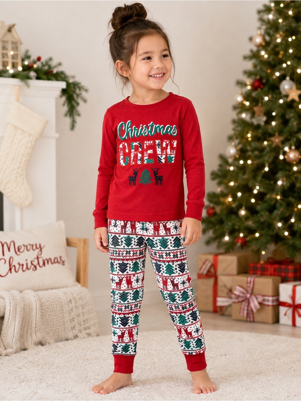 Christmas Crew Red Kids Pajama Set